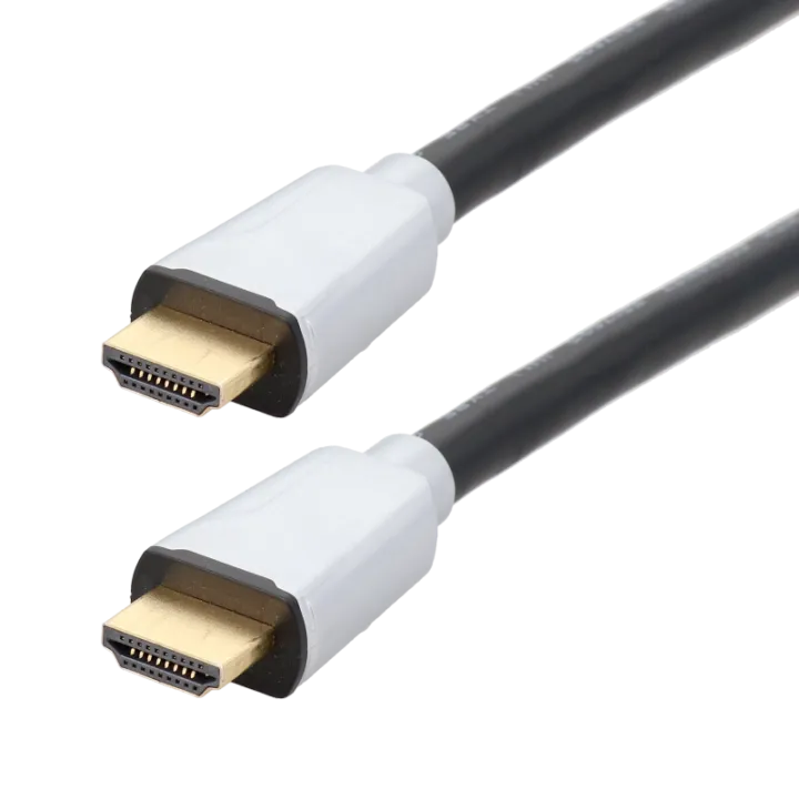Cordon HDMI PREMIUM A M/M - 8K - or - prises métal - gaine noire - 2m
