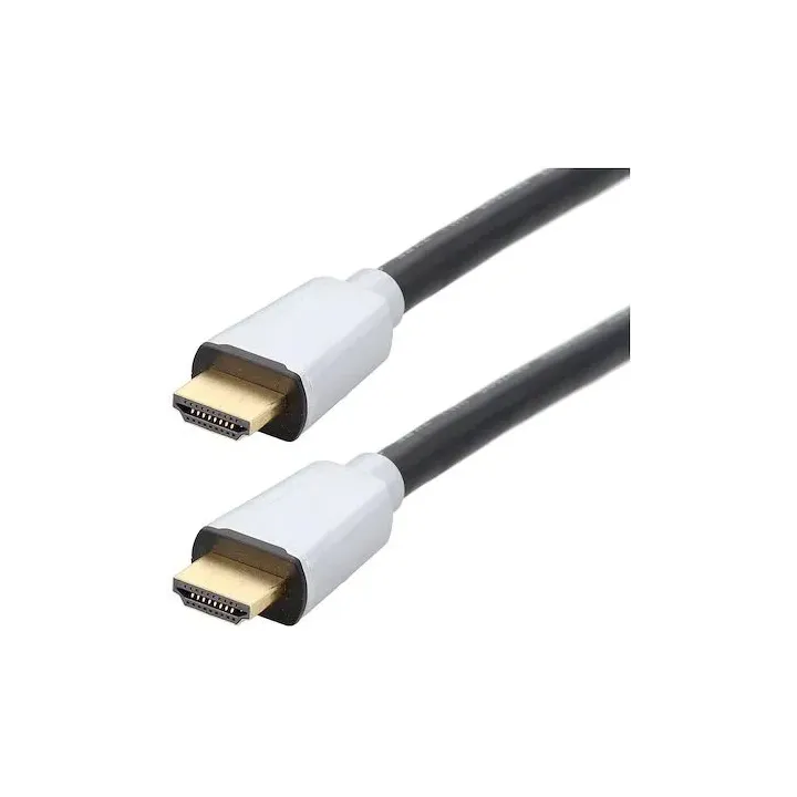 Cordon HDMI PREMIUM A M/M - 8K - or - prises métal - gaine noire - 5m