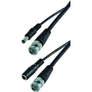 Cordon BNC 10m M + alim. 12V M / BNC M + alim. 12V F - 75 Ohms - nickel