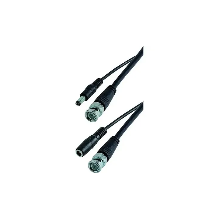 Cordon BNC 10m M + alim. 12V M / BNC M + alim. 12V F - 75 Ohms - nickel