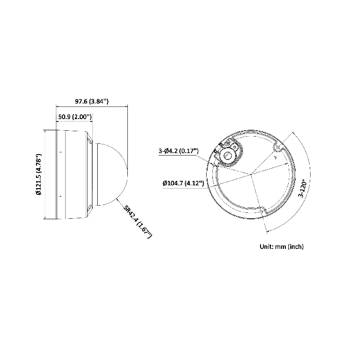 Ds-2Cd1763G2-Lizsu28-12Mm Caméra Dome, 6 Mp, Fixed Lens, Normal, 21-