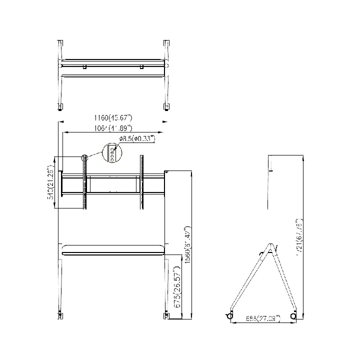 Ds-D5Abky2-S Support Mobile, Adapté Pour 55-75 Pouces