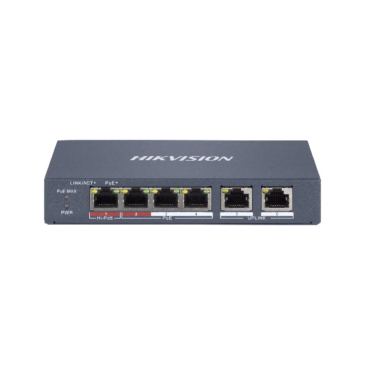 Ds-3E1106Hp-Ei Switch Manageable 4 Ports Poe + 2 Ports Rj45, Plug & Play 300M