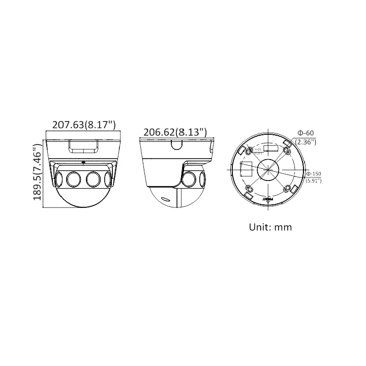 Ds-2Cd6944G0-Ihs28Mmd Caméra Panoramic Dome, 16 Mp, Multi-Lens, No