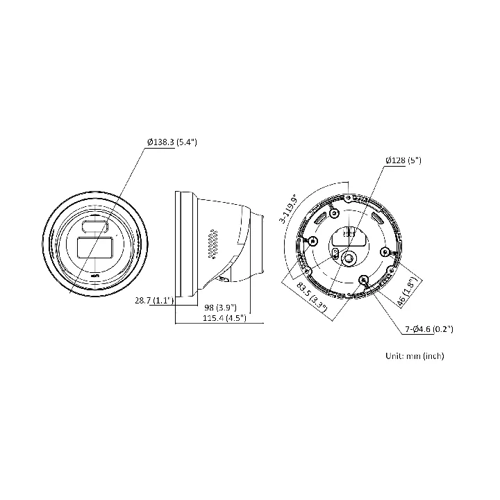 Ds-2Cd2347G3-Lis2Uy/Sl(2.8Mm) Caméra Turret Ip Fixe 4Mp Colorvu Hybride, Anti-Corrosion, Ir 30M