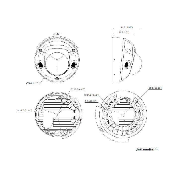 Ds-2Cd2546G3-Izs2Uy(2.8/4Mm) Caméra Mini-Dôme Ip 4Mp Acusense 3.0 - 2.8/4 Mm, Ir 30 M, Wdr 130 Db, Ip67, Ik08, Nema 4X