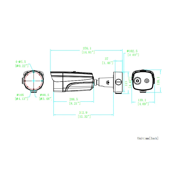 Hm-Td2638T-4/G1/T3Y Caméra Bullet Thermographie Guanlan Bi-Spectrum