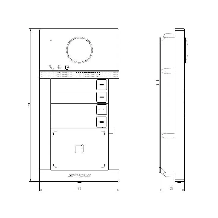 Ds-Kv8413-Wme1Co-Std/Europe Bv Platine De Rue Villa En Métal À 4 Boutons