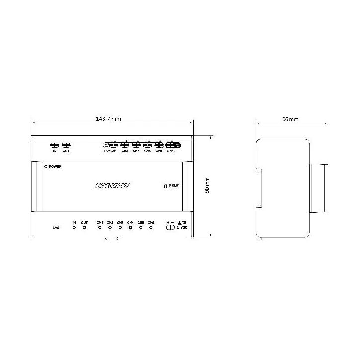 Distributeur Ip 2 Fil – 6 Port En Cascade, Alimentation 24 Vdc, Montage Sur Rail Din