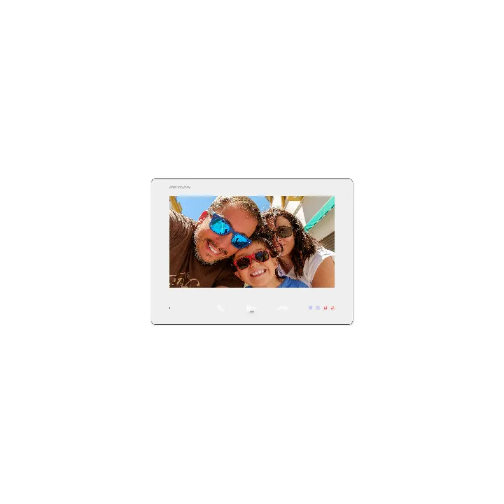 Ds-Kh7300Ey-Wte2/White Station Intérieure 2 Fils À Écran Tactile Ips 7" Avec 3 Boutons Tactiles, Blanc