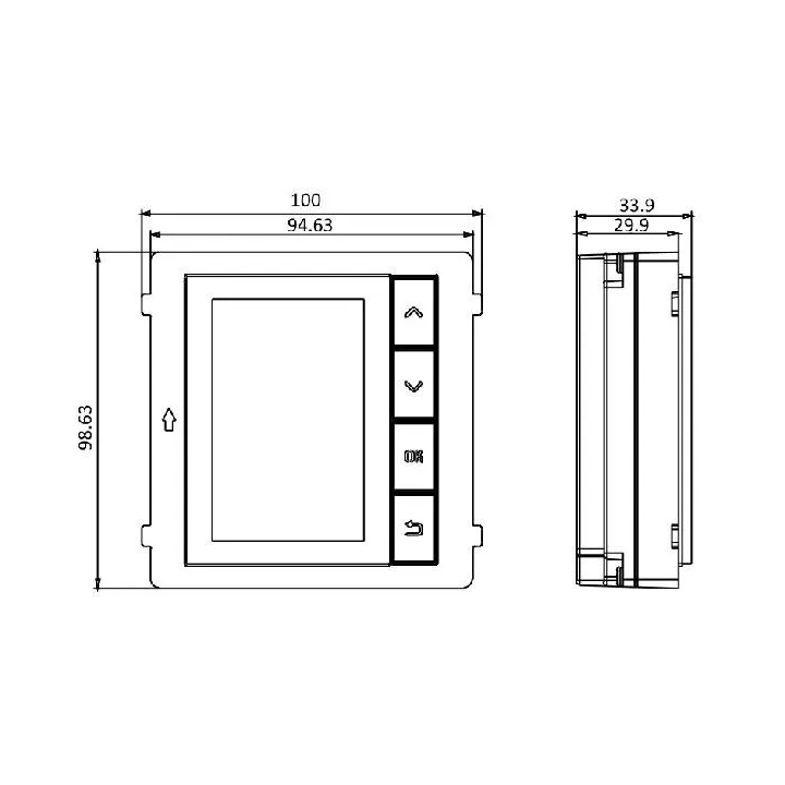Ds-Kd-Dis Pro Série Kd8 Modular Porte Station, 3.5" Lcd Display Module, 4-Buttons, Noir