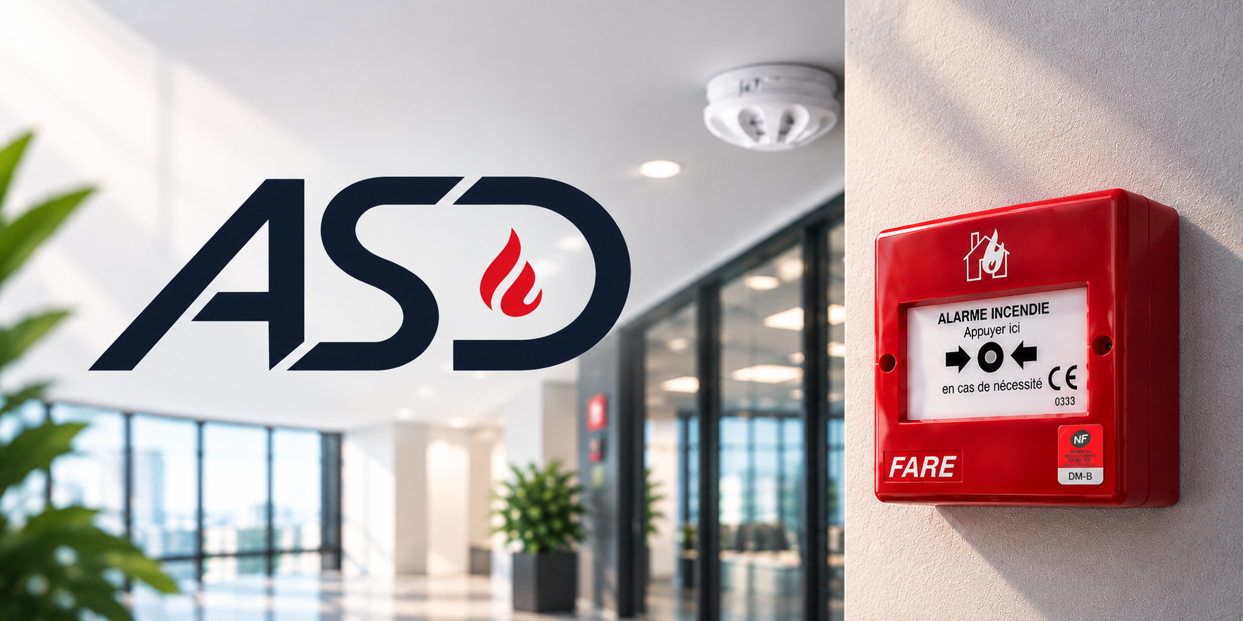 Détecteur optique adressable ASD OA12F-S installé sur socle en plafond